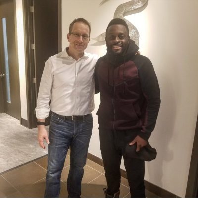 Chiropractor Dr. Greg Uchacz and athlete Sam Effah (Canadian sprinter) Chiropractor Dr. Greg Uchacz and athlete Sam Effah (Canadian sprinter)