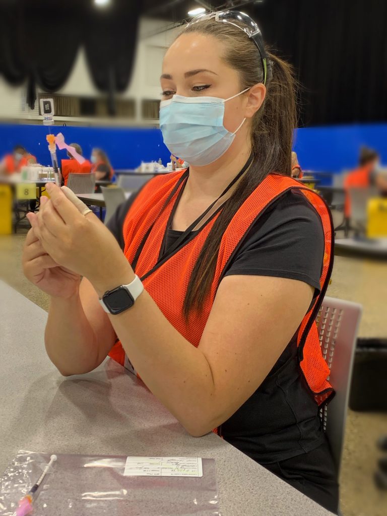 Dr. Marie-Josée Bernier at a vaccinations clinic in Winnipeg, MB.