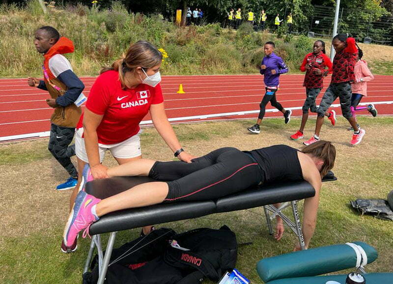 Dr. Elna Johnson with a patient