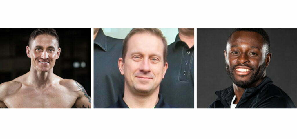 Chiropractor Dr. Greg Uchacz along with athletes Sam Effah (Canadian sprinter) and Muay Thai fighter Scott McKenzie