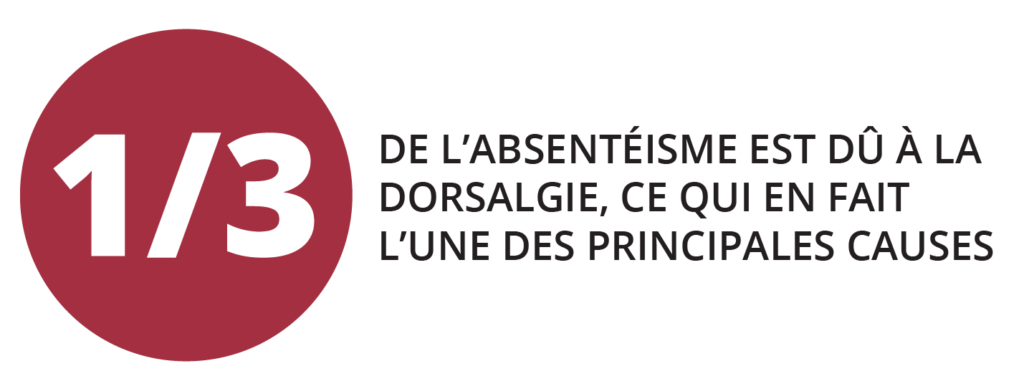 1/3 de l'absenteisme est du a la dorsalgie, ce qui en fait l'une des principales causes