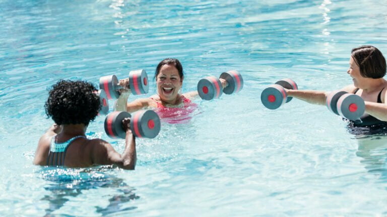 women exercising in water