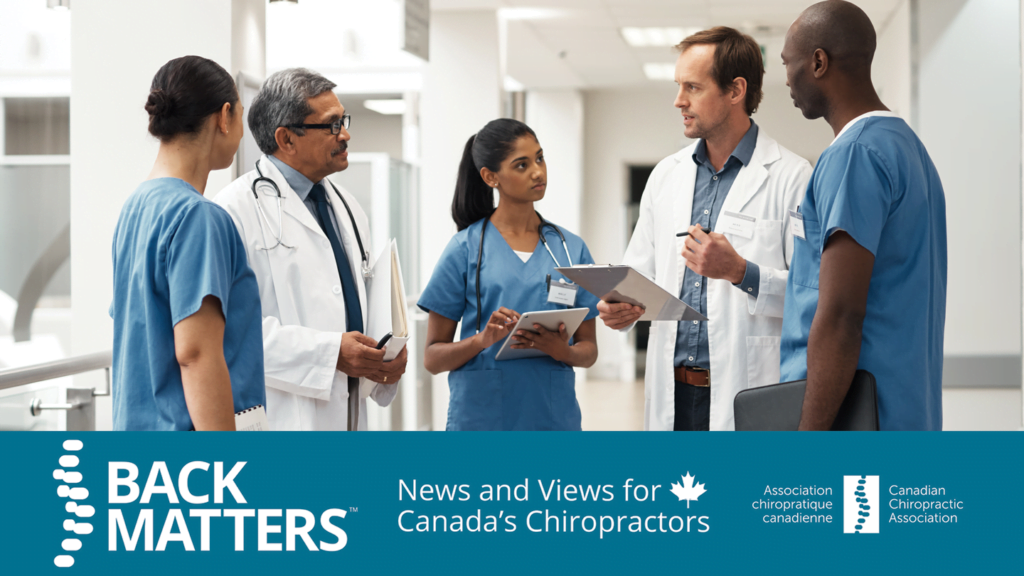 A group of medical professionals work collaboratively in a hospital setting.